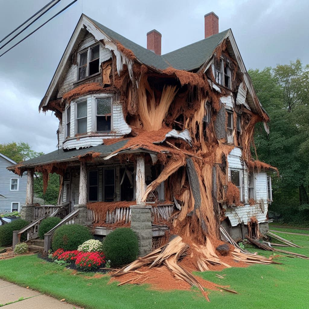 Signs Your Woburn Home Needs a Tree Inspection Damaged tree on an Woburn home showing signs of disease and decay